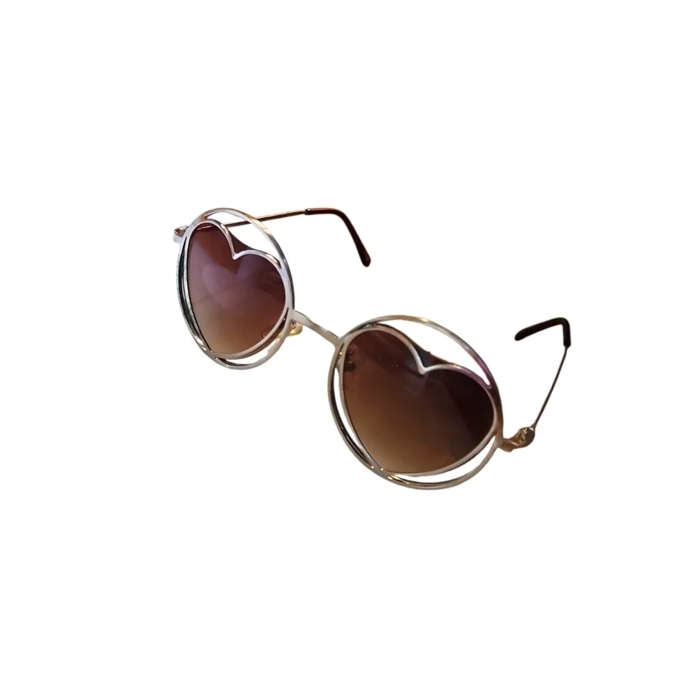 Heart-Shaped Gold Tone Sunglasses